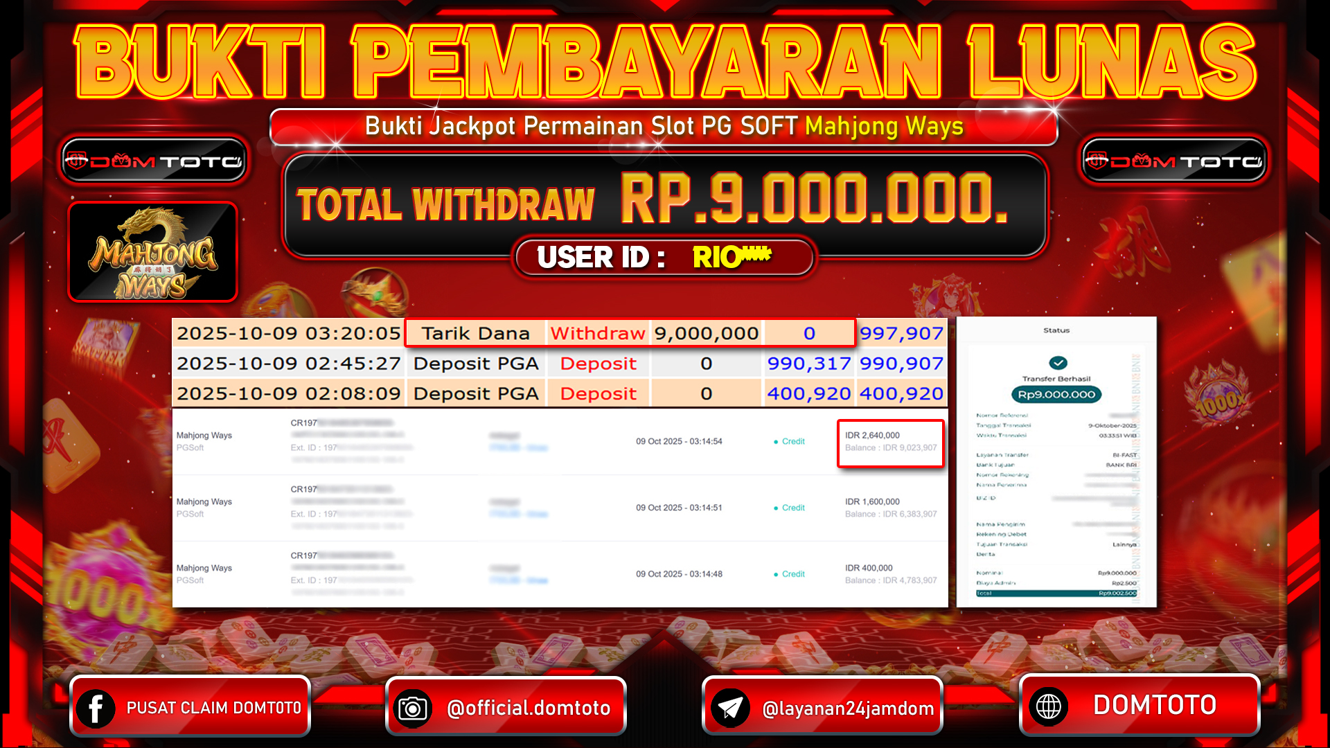 JACKPOT Mahjong Ways PGSoft 09 OKTOBER 2025